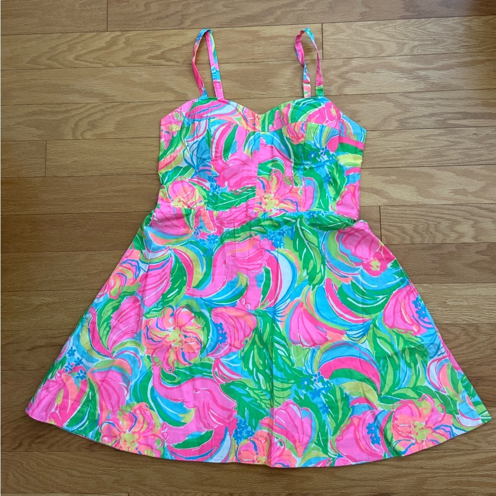 Lilly Pulitzer Vibrant Pink and Green Mini Dress